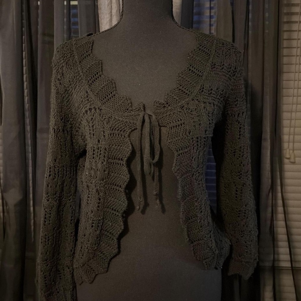 White Stag Black Open-Knit Sweater